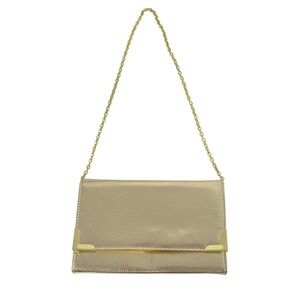 Style & Co Gold Faux Lizard Embossed Evening Clutch Bag with Chain Strap